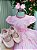 Vestido Infantil Menina Bonita 4 Saias Rosa Bebe - Imagem 1