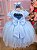 Vestido Menina Bonita Azul Bebe Florzinha Peito Tule - Imagem 1