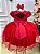 Vestido Menina Bonita Vermelho Peito Renda Flores - Imagem 1