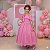 Vestido Banana Club Longo Doce Elegancia Rosa Chiclete - Imagem 6