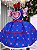 Vestido Mini Miss Junino Sertão Amor Caipira Azul Royal - Imagem 7