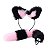 Kit Plug Anal Rabo de Raposa c/ tiara preto com rosa - Imagem 1