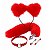 Kit Plug Anal Rabo de Raposa c/ tiara, coleira e grampos p/seios VERMELHO - Imagem 1