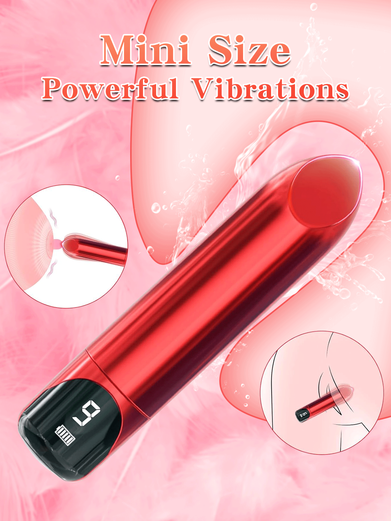 Vibrador Batom Bullet com LED Recarregável - Imagem 2