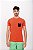 Camiseta Listrada Cotton Coral Bolso Preto - Imagem 1