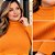 Blusa Feminina Gola Alta Plus Size Canelada- Cereja Rosa - Imagem 3