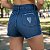 Shorts Jeans Feminino Curto Com Aplicação de Strass - Imagem 4