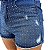 Shorts Jeans Feminino Curto Destroyed e Aplicação de Strass - Imagem 2