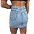 Mini Saia Feminina  Jeans Cintura Alta Clara com Strass - Imagem 3