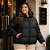 Jaqueta Feminina Plus Size Puffer Com Capuz Removível Cereja Rosa - Imagem 1