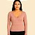 Blusa Feminina Canelada Manga Longa Decote V  Cintura Ajustada Gris- Cativa - Imagem 8