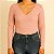 Blusa Feminina Canelada Manga Longa Decote V  Cintura Ajustada Gris- Cativa - Imagem 7