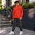Conjunto Infantil Masculino Moletom com Capuz e Calça Jogger Cinza com Faixa - Imagem 1
