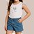 Conjunto Infantil Feminino Blusa Branca com Brilho e Shorts Jeans com Bolsos- Carinhoso - Imagem 4