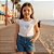 Conjunto Infantil Feminino Blusa Branca com Brilho e Shorts Jeans com Bolsos- Carinhoso - Imagem 1