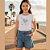 Conjunto Infantil Feminino Blusa Branca com Brilho e Shorts Jeans com Bolsos- Carinhoso - Imagem 7