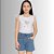 Conjunto Infantil Feminino Blusa Branca com Brilho e Shorts Jeans com Bolsos- Carinhoso - Imagem 3
