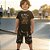 Conjunto Infantil Masculino Camiseta Preta Estampada + Shorts Cargo Algodão Malwee Kids - Imagem 1