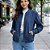 Jaqueta Jeans Feminina Bomber com Zíper Frontal, Bolsos Laterais e Punhos Elásticos Malwee - Imagem 1