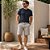 Bermuda Masculina de Sarja Cinza Reta Cintura Média Hering - Imagem 1