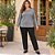 Blusa Feminina Plus Size Manga Longa Decote Redondo com Listras Laterais Malwee - Imagem 5