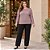 Blusa Feminina Plus Size Manga Longa Decote Redondo com Listras Laterais Malwee - Imagem 1