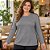 Blusa Feminina Plus Size Manga Longa Decote Redondo com Listras Laterais Malwee - Imagem 7