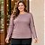 Blusa Feminina Plus Size Manga Longa Decote Redondo com Listras Laterais Malwee - Imagem 4