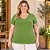 Blusa Feminina Plus Size Manga Curta Decote V em Canelado de Viscose Malwee - Imagem 6