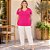Blusa Feminina Plus Size Manga Curta Decote V em Canelado de Viscose Malwee - Imagem 3
