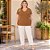 Blusa Feminina Plus Size Manga Curta Decote V em Canelado de Viscose Malwee - Imagem 9