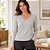 Blusa Básica Feminina Manga Longa Decote V Viscose Stretch Cinza Claro Malwee - Imagem 3