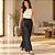 Calça Wide Leg Feminina Preta Acetinada com Bolsos Laterais- Enfim - Imagem 3