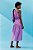 vestido de linho midi ombro único violeta - Imagem 3