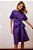 vestido midi manga curta com amarração violeta - Imagem 1