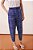 calça de alfaiataria com pregas e aletas shibori pontilhado azul - Imagem 3