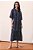 vestido midi de manga curta shibori pontilhado azul - Imagem 3
