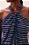 túnica midi com decote torcido shibori pontilhado azul - Imagem 3
