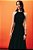 vestido de alfaiataria crepe fenda lateral preto - Imagem 3