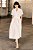 vestido midi de algodão com gola cubana branco - Imagem 3