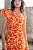 vestido de seda midi ombro único babado floral coral - Imagem 3