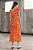 vestido de seda midi ombro único babado floral coral - Imagem 6