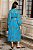vestido midi manga longa franzido com cinto sol azul - Imagem 4