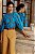 blusa com manga bufante e pregas sol azul - Imagem 4