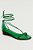 sandália couro salto baixo amarração verde - Imagem 3