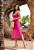Vestido Midi Rosa Cora Reto com Fenda Lateral - Via Sampa - Imagem 1