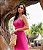 Vestido Midi Rosa Cora Reto com Fenda Lateral - Via Sampa - Imagem 2