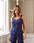 Conjunto Feminino Top Alongado Risca de Giz Azul e Branco - Via Sampa - Imagem 2