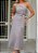 Vestido Feminino Midi Cinza com Fenda e Cinto - Via Sampa - Imagem 4