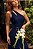 Vestido Longo de Lurex Drapeado Azul - Via Sampa - Imagem 3